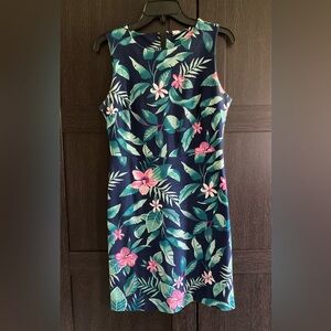 Old Navy Navy Blue Dress with Pink and Green Floral